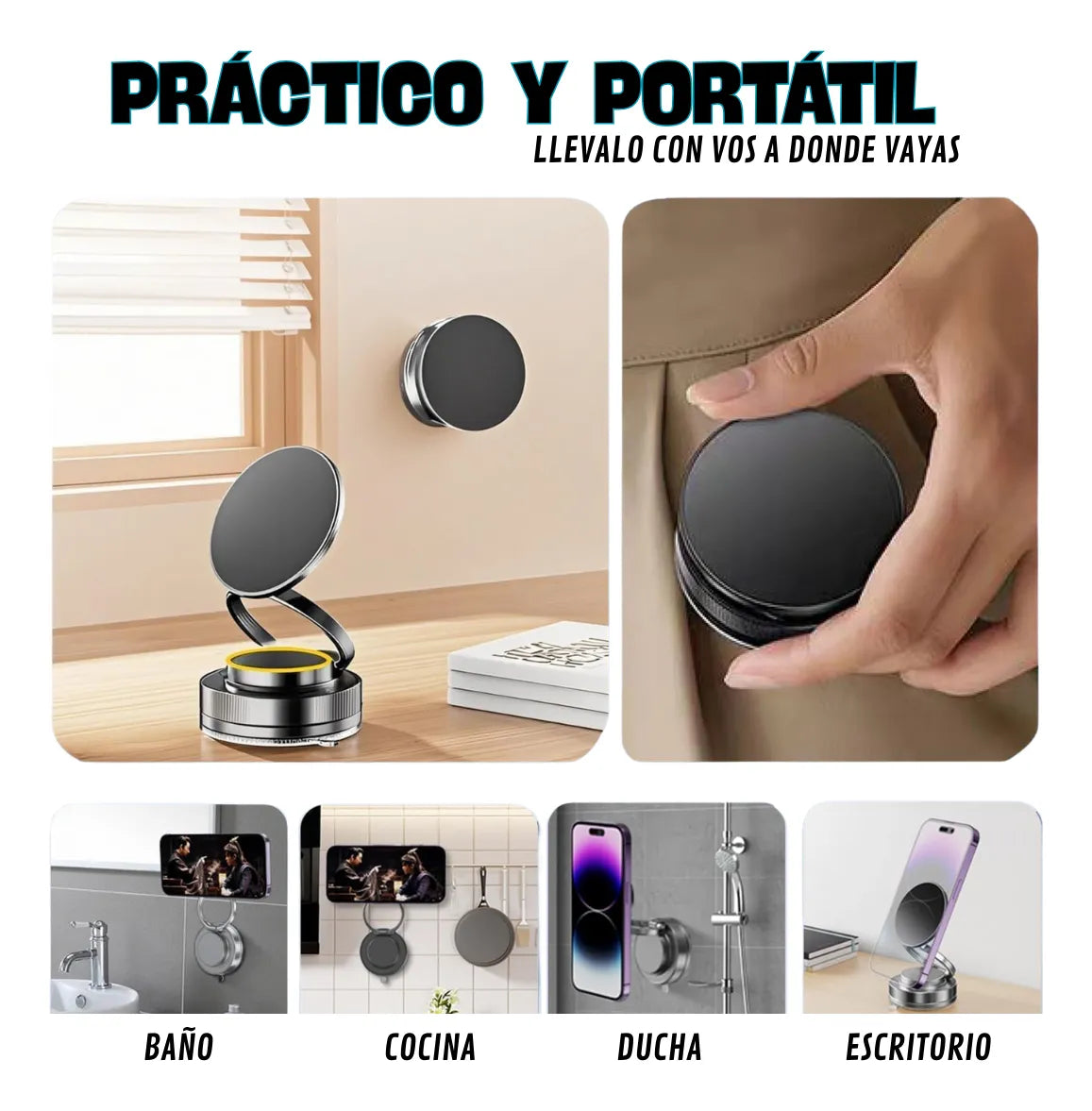SOPORTE CELULAR GIRATORIO PARA AUTOS, OFICINAS